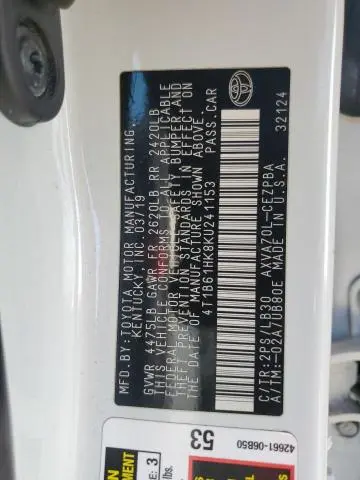 2019 TOYOTA CAMRY XSE  