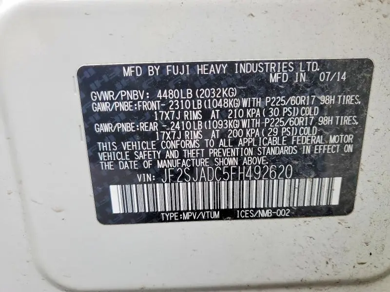 2015 SUBARU FORESTER 2.5I PREMIUM  