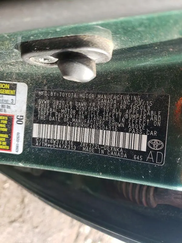 2016 TOYOTA COROLLA L  