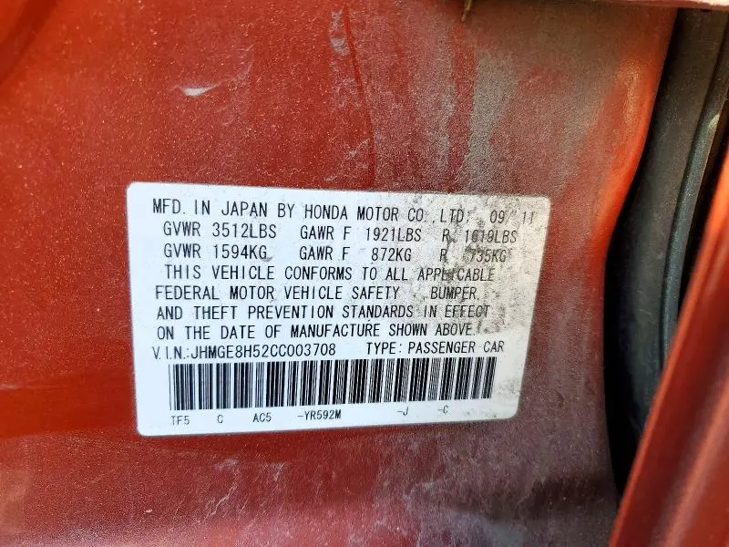 2012 HONDA FIT SPORT  