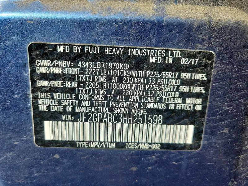 2017 SUBARU CROSSTREK PREMIUM  
