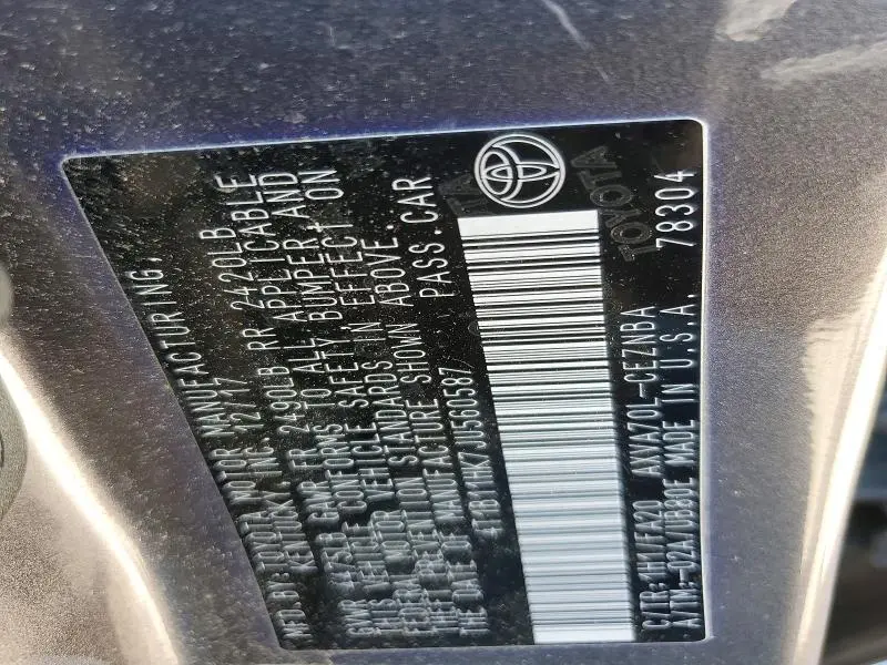 2018 TOYOTA CAMRY LE  