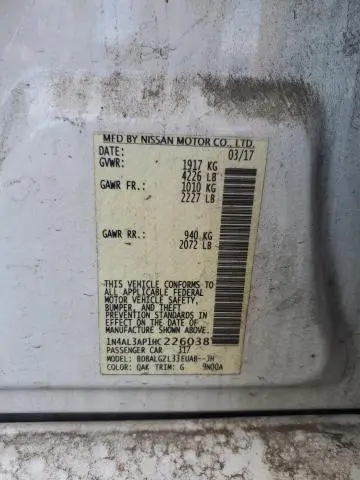 2017 NISSAN ALTIMA 2.5  