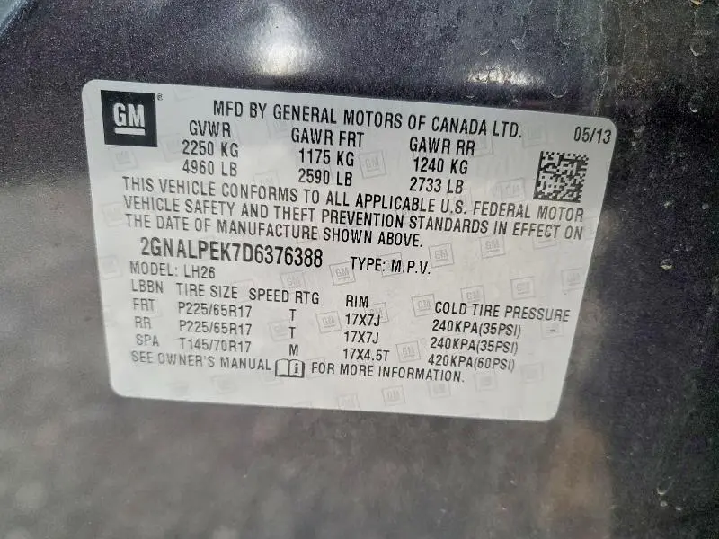 2013 CHEVROLET EQUINOX LT  