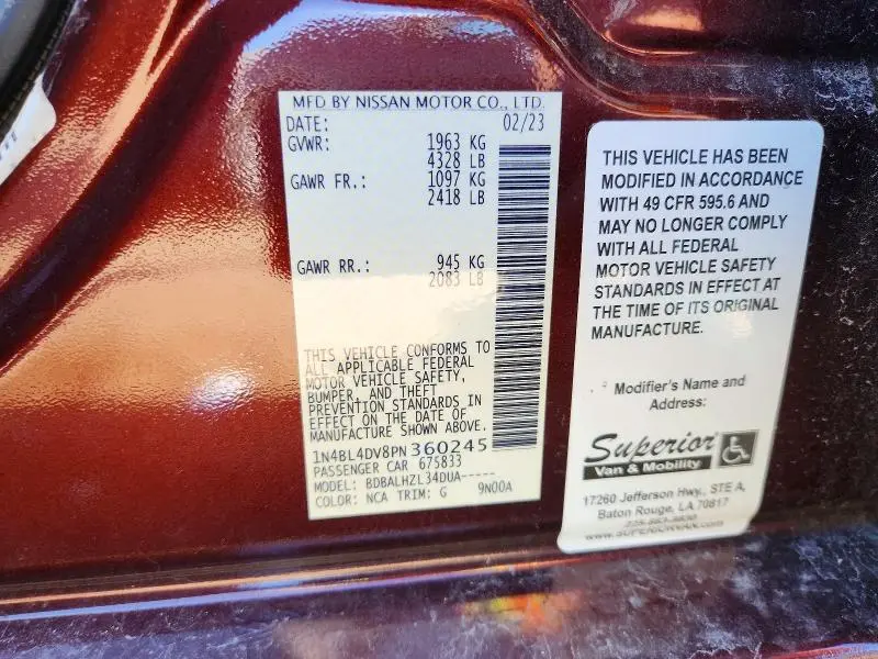 2023 NISSAN ALTIMA SV  