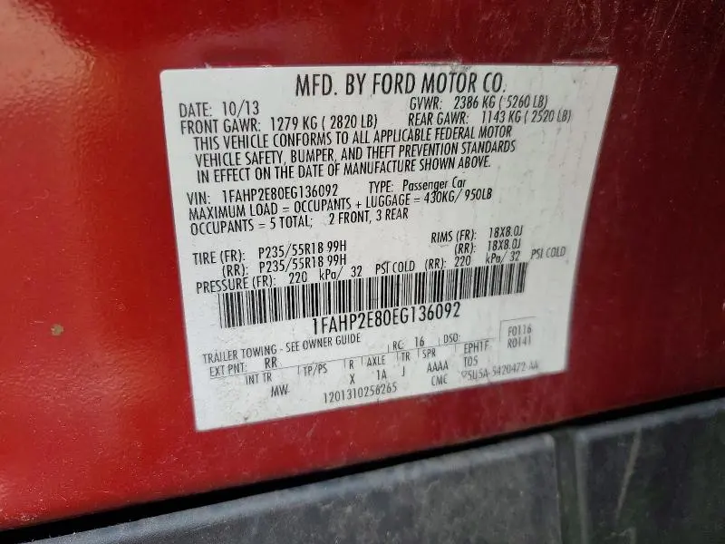 2014 FORD TAURUS SEL  