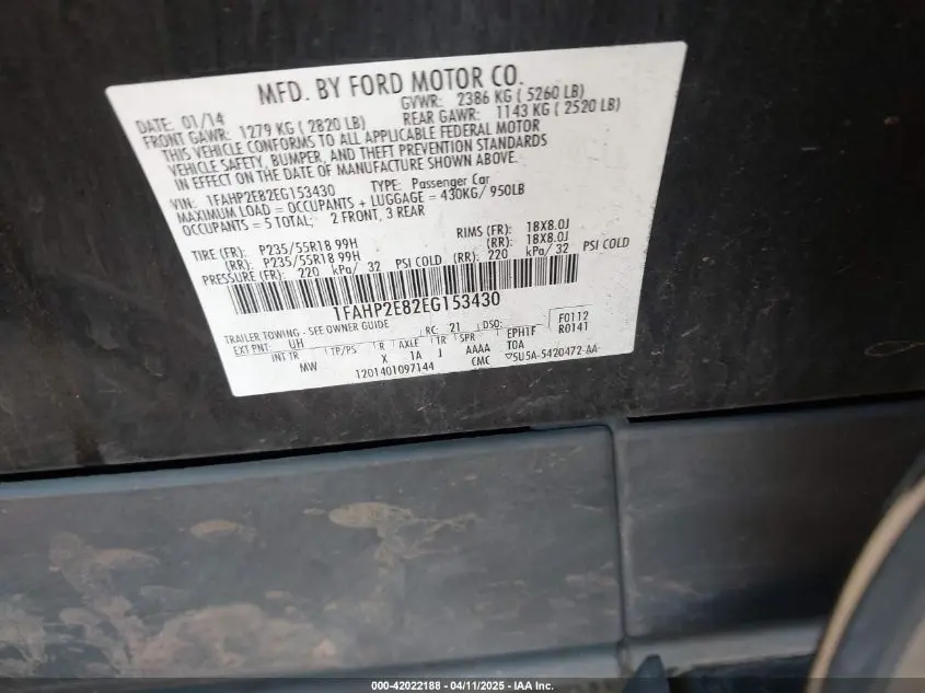 2014 FORD TAURUS SEL