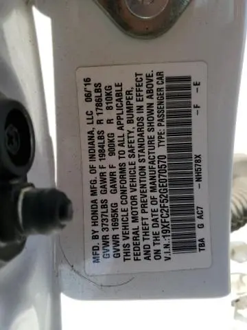 2016 HONDA CIVIC LX  