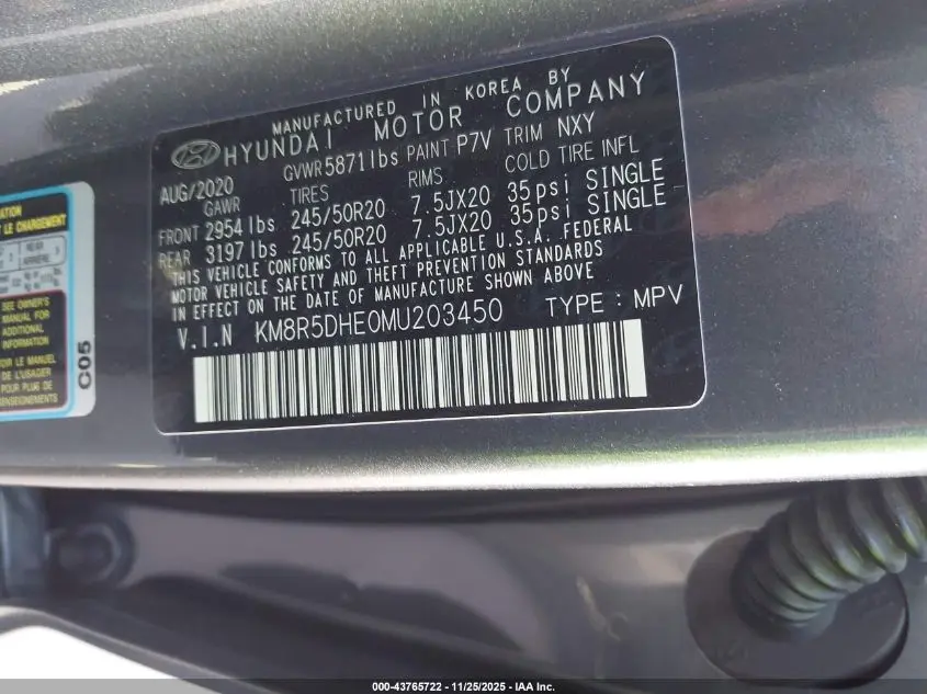 2021 HYUNDAI PALISADE LIMITED