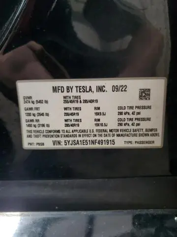 2022 TESLA MODEL S   