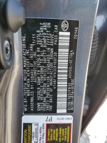 2012 TOYOTA CAMRY BASE  