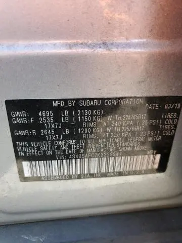 2019 SUBARU OUTBACK 2.5I PREMIUM  
