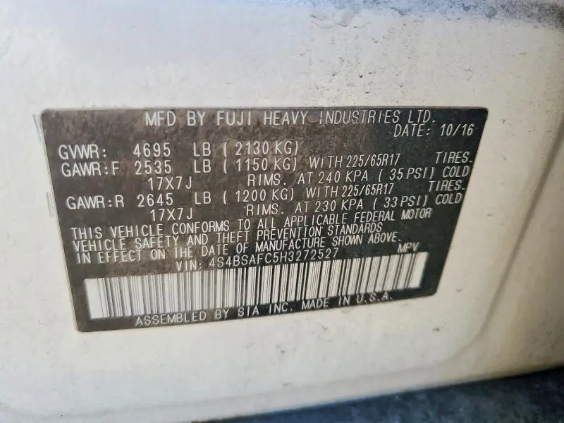 2017 SUBARU OUTBACK 2.5I PREMIUM  