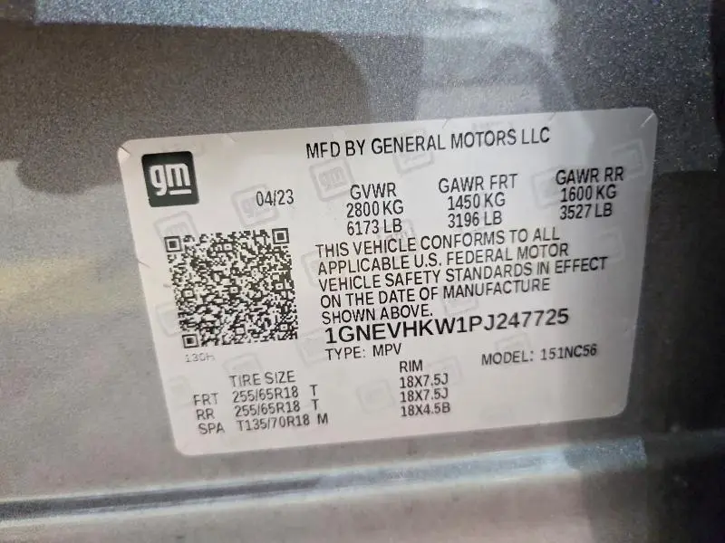 2023 CHEVROLET TRAVERSE LT  
