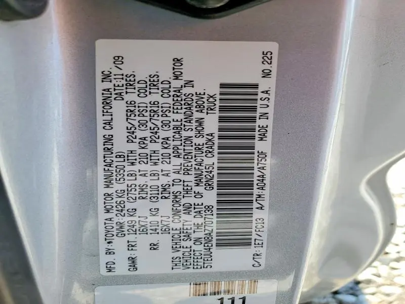 2010 TOYOTA TACOMA ACCESS CAB  