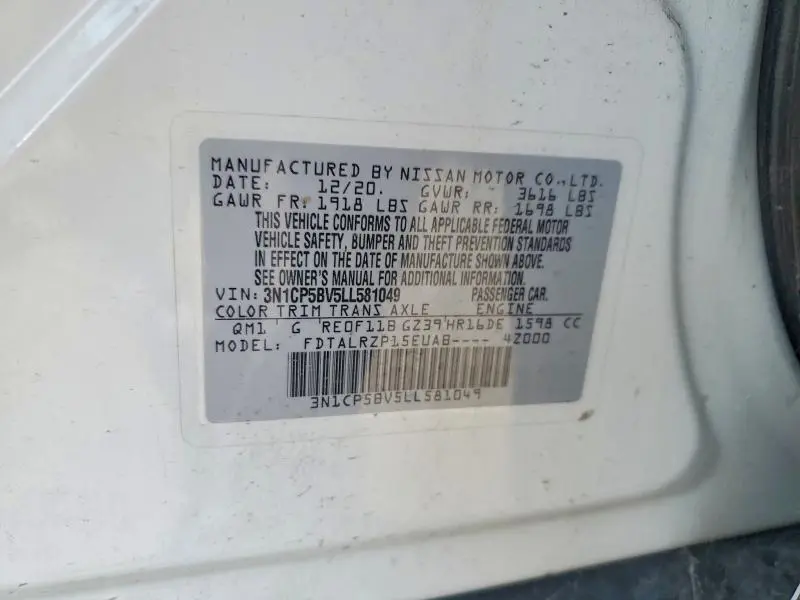 2020 NISSAN KICKS S  