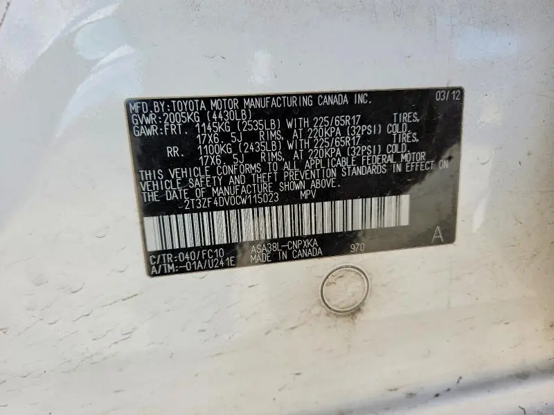 2012 TOYOTA RAV4 BASE  