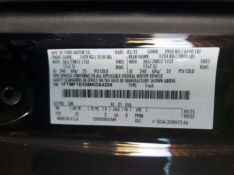 2021 FORD F150   