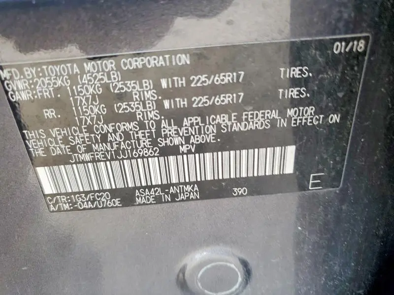 2018 TOYOTA RAV4 XLE  