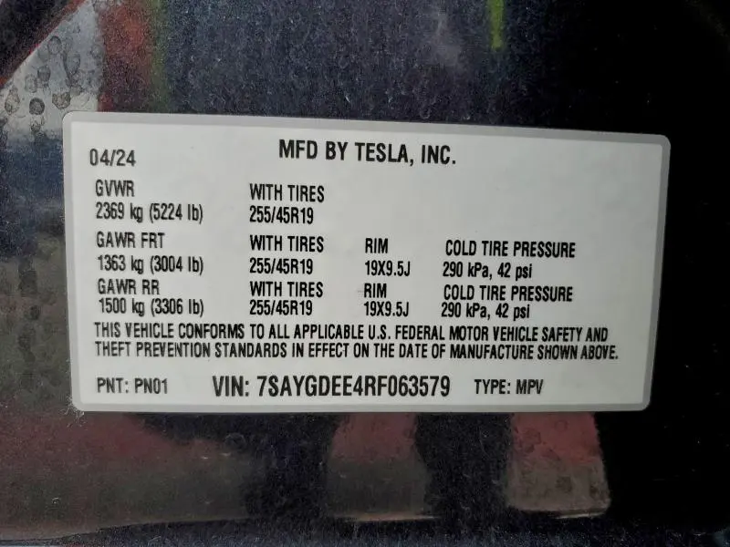 2024 TESLA MODEL Y   
