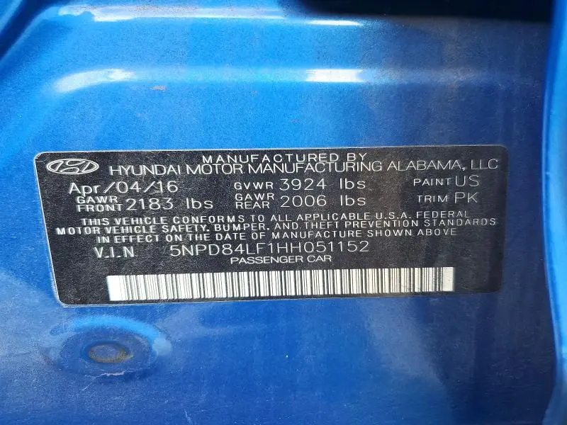 2017 HYUNDAI ELANTRA SE  