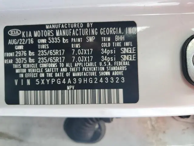 2017 KIA SORENTO LX  