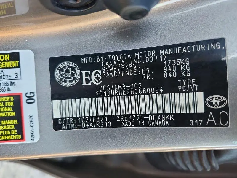 2017 TOYOTA COROLLA   