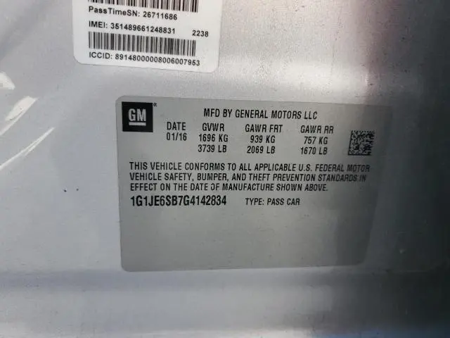 2016 CHEVROLET SONIC LTZ  