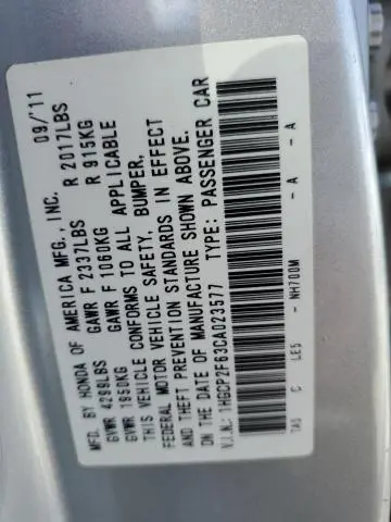 2012 HONDA ACCORD SE
