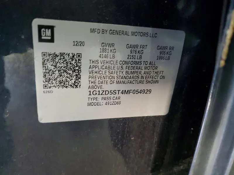 2021 CHEVROLET MALIBU LT  