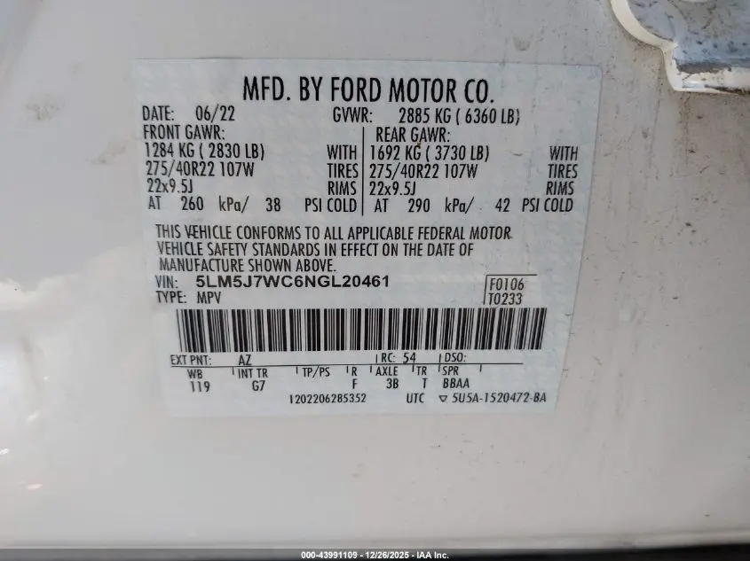 2022 LINCOLN AVIATOR RESERVE