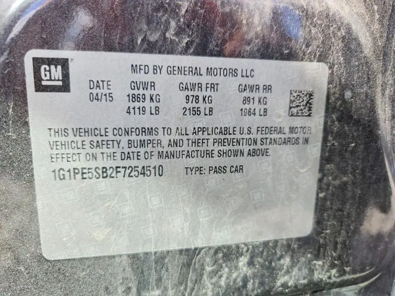 2015 CHEVROLET CRUZE LT  