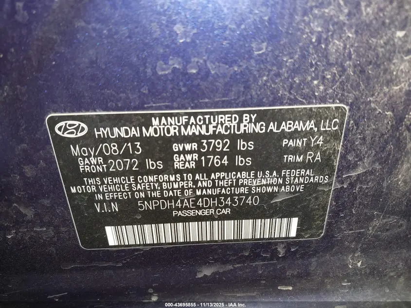 2013 HYUNDAI ELANTRA GLS