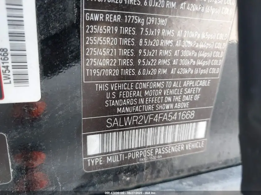 2015 LAND ROVER RANGE ROVER SPORT 3.0L V6 SUPERCHARGED HSE