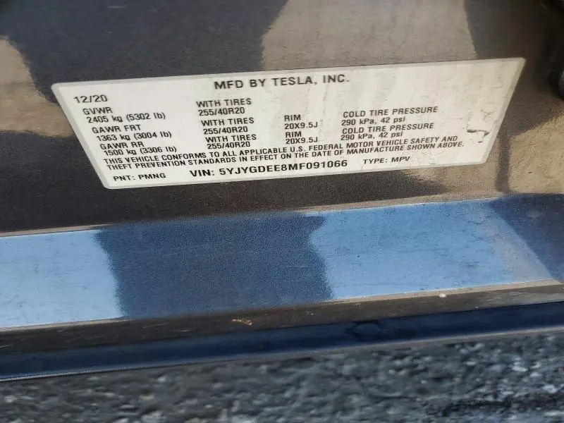2021 TESLA MODEL Y   