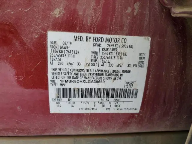 2020 FORD EXPLORER XLT  