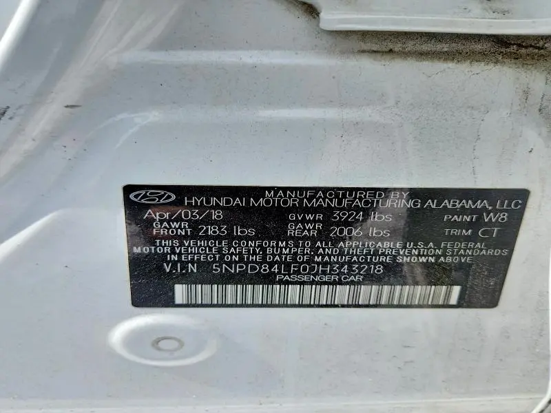 2018 HYUNDAI ELANTRA SEL  