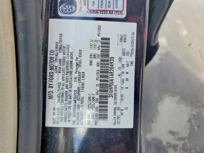 2010 FORD FUSION SEL  