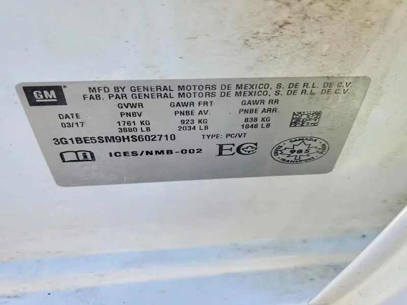 2017 CHEVROLET CRUZE LT  