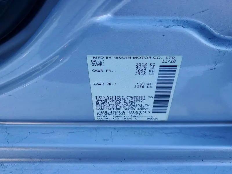 2019 NISSAN ALTIMA 2.5 SL  