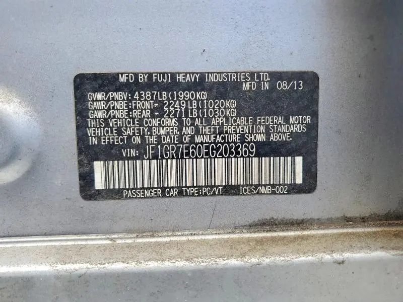 2014 SUBARU IMPREZA WRX  