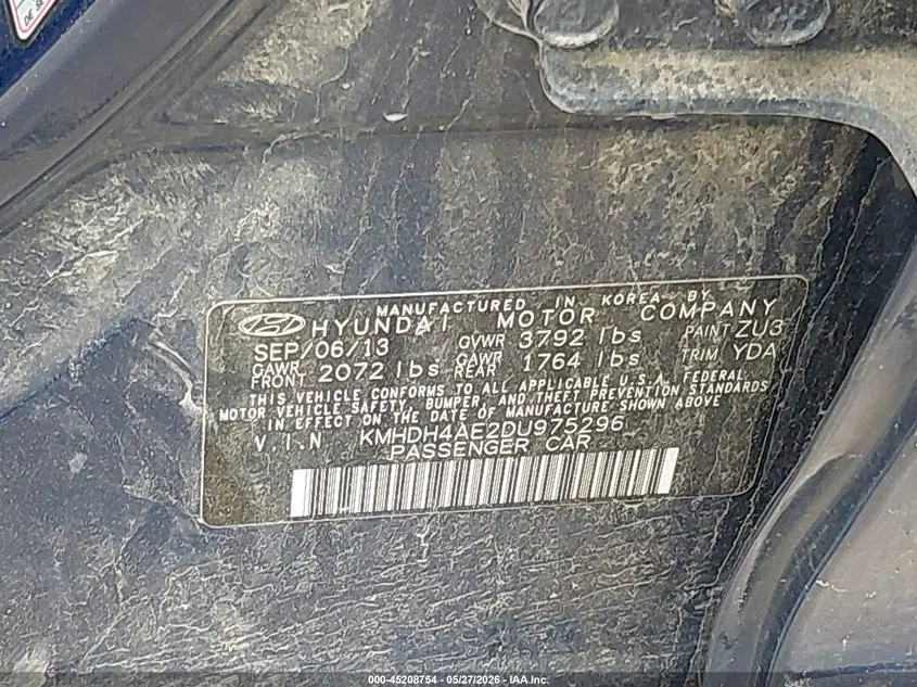 2013 HYUNDAI ELANTRA LIMITED