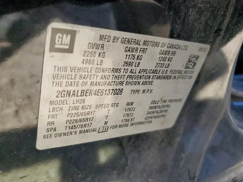 2014 CHEVROLET EQUINOX LT  