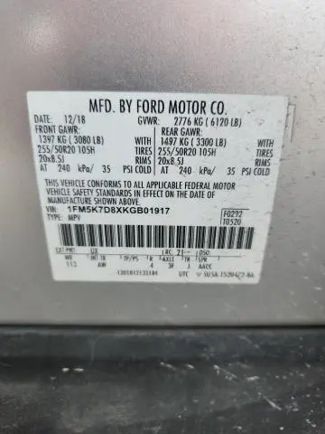 2019 FORD EXPLORER XLT  