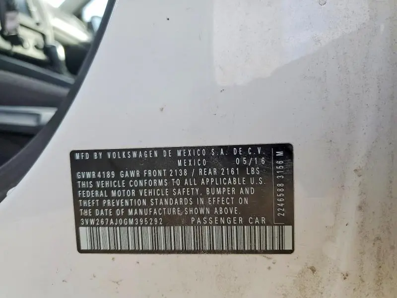 2016 VOLKSWAGEN JETTA S  