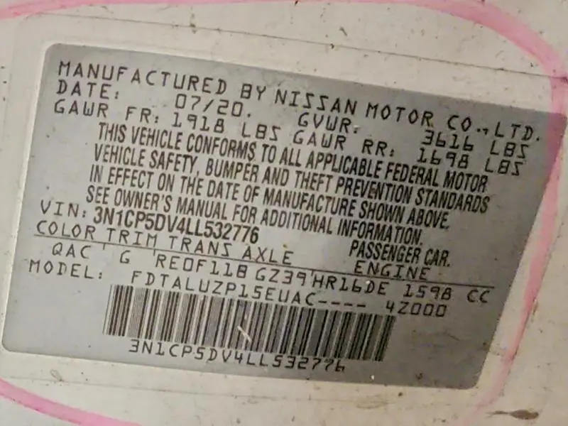 2020 NISSAN KICKS SR  