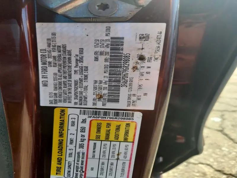 2016 FORD FUSION SE  