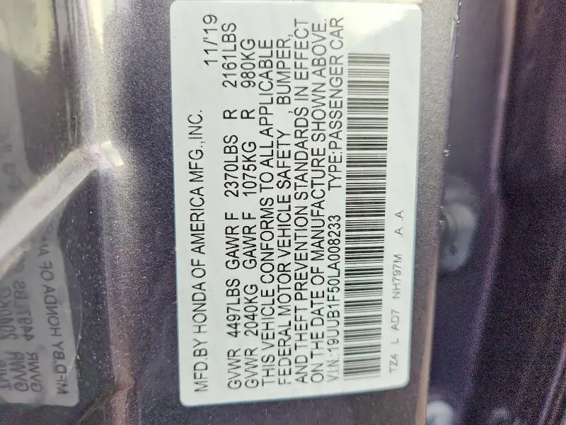 2020 ACURA TLX TECHNOLOGY  