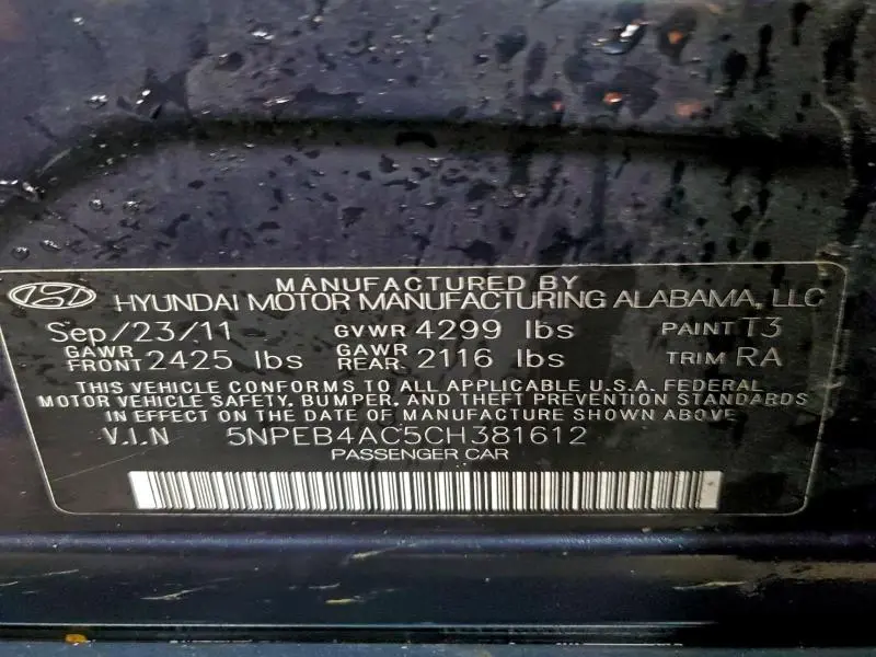 2012 HYUNDAI SONATA GLS  