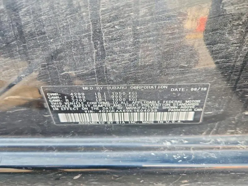2019 SUBARU IMPREZA   